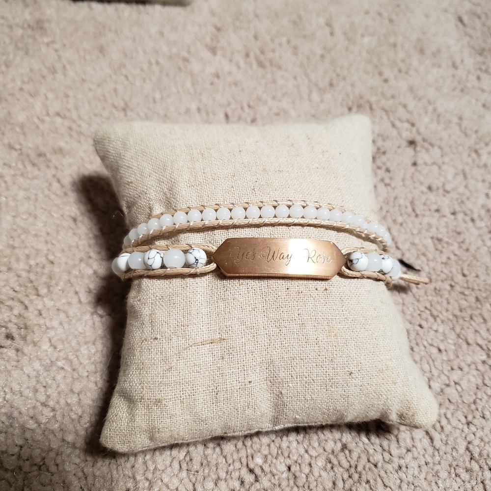 'Yes Way Rose' white beaded bracelet